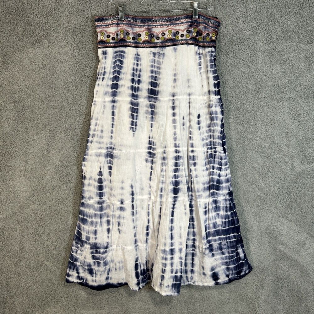 Earthbound Trading Tie Dye Embroidered Layered Skirt Women’s XL Lined